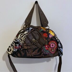 Colorful boho bag, vegan / faux leather